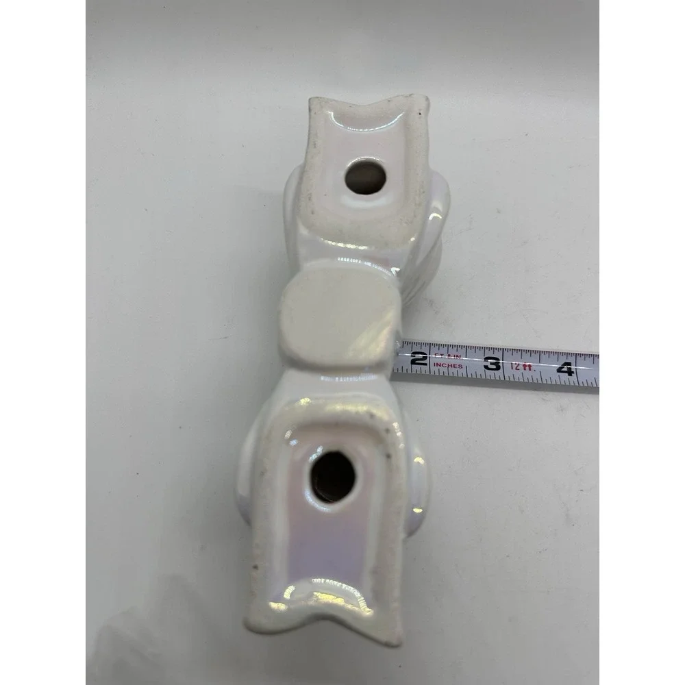 Target Bullseye's 2pk Ceramic Bow‎ Candle Holders Christmas Iridescent (NIB)